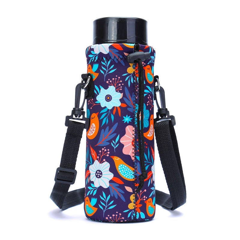 AMARY 750ML Neoprene Water Bottle Carrier Bag with Adjustable Shoulder Strap,Insulated Water Bottle Cover for Stainless Steel/Glass/Plastic Bottles 24OZ (Birds) - Image 2